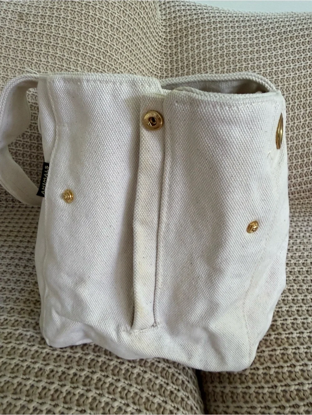 FMA Found My Animal Dog Cat Pet Cotton Canvas Tote Bag with Navy Rope Strap